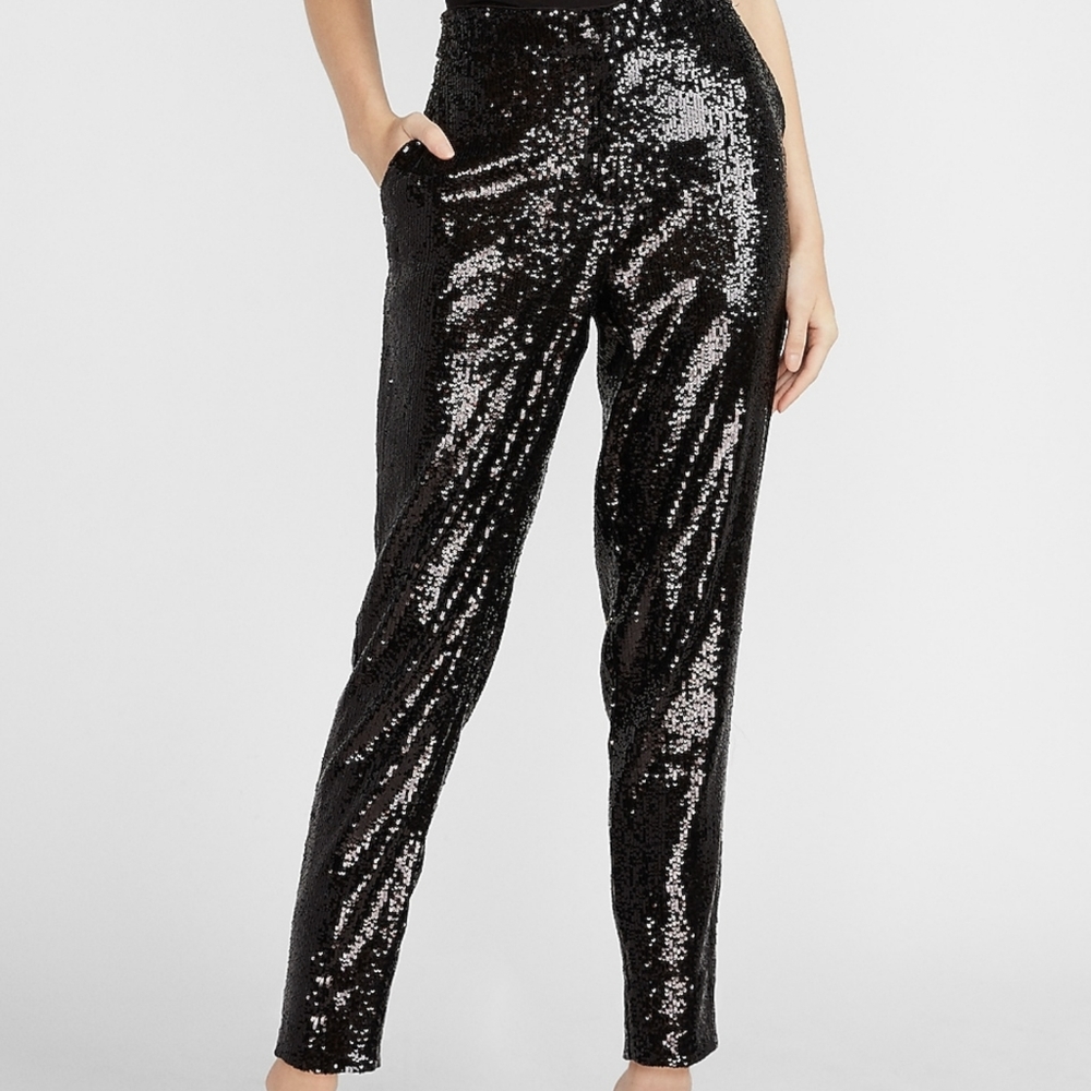 Express High Waisted Sequin Ankle Pant